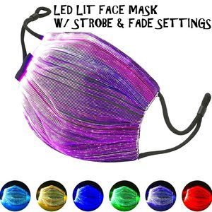 LED Light Up Fiber Optic Face Mask NWT